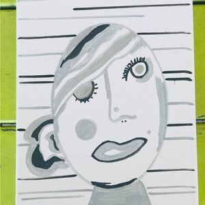 Minimalist Abstract Face Canvas Art - Gray & White